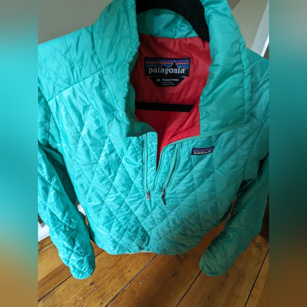 Patagonia mint green nano puff quarter zip